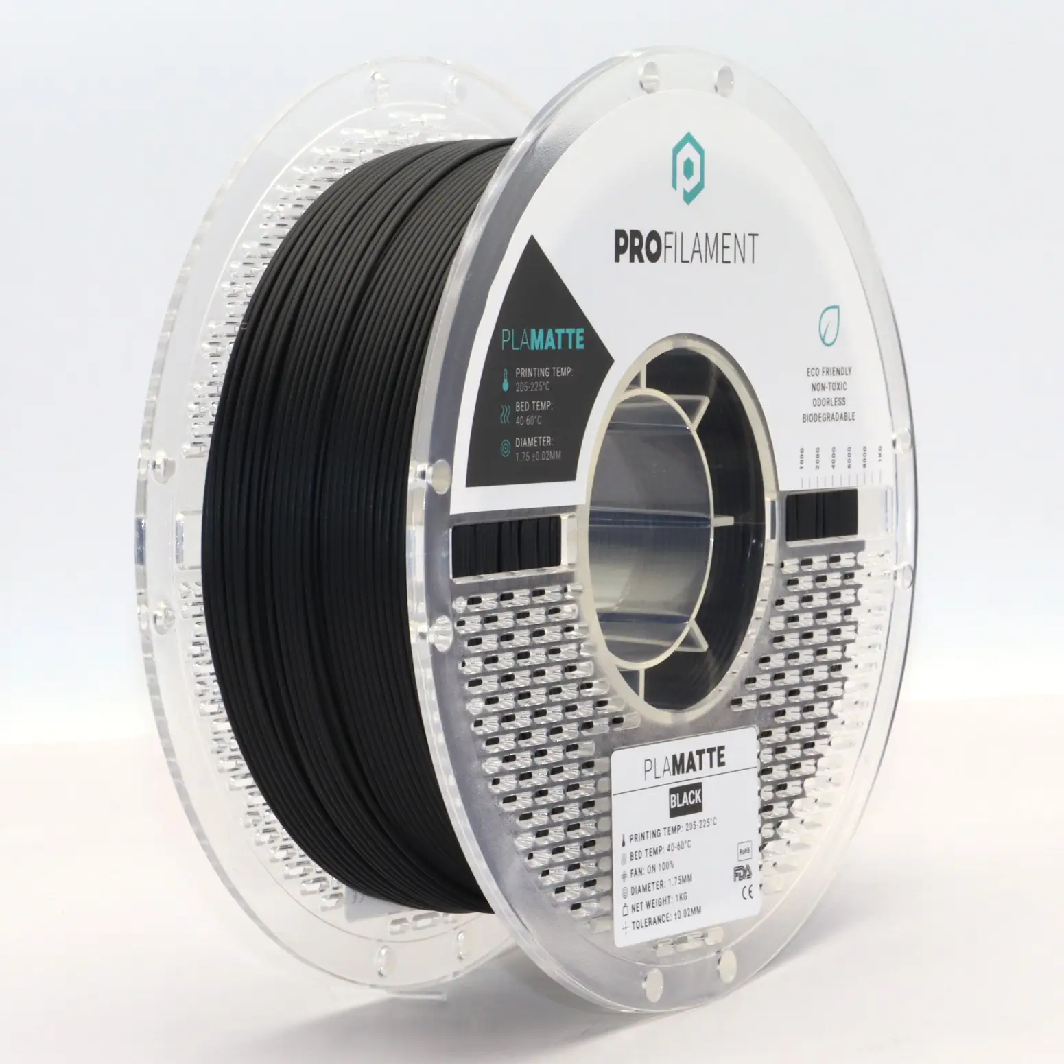 גליל פילמנט מסוג PLA Matte מתוצרת ProFilament באיכות הטובה בעולם בצבע שחור מט – 1.75mm 1KG