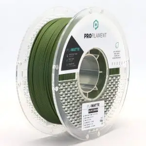גליל פילמנט מסוג PLA Matte מתוצרת ProFilament באיכות הטובה בעולם בצבע ירוק זית מט – 1.75mm 1KG