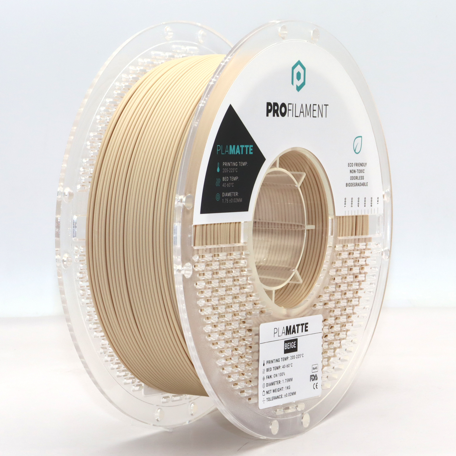 גליל פילמנט מסוג PLA Matte מתוצרת ProFilament באיכות הטובה בעולם בצבע בז' סקין מט – 1.75mm 1KG