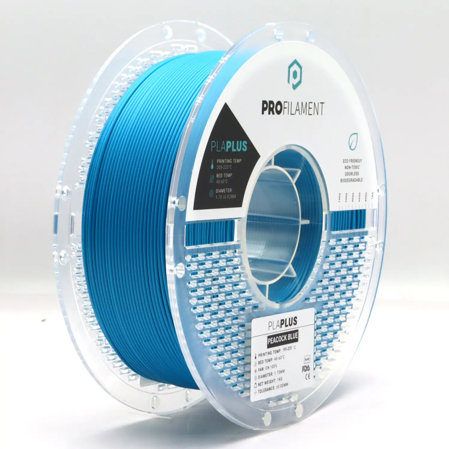 גליל פילמנט מסוג PLA Plus מתוצרת ProFilament באיכות הטובה בעולם בצבע Peacock טורקיז – 1.75mm 1KG