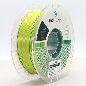 גליל פילמנט מסוג PLA Silk מתוצרת ProFilament באיכות הטובה בעולם תלת-צבעי משי ירוק-צהוב-סגול– 1.75mm 1KG