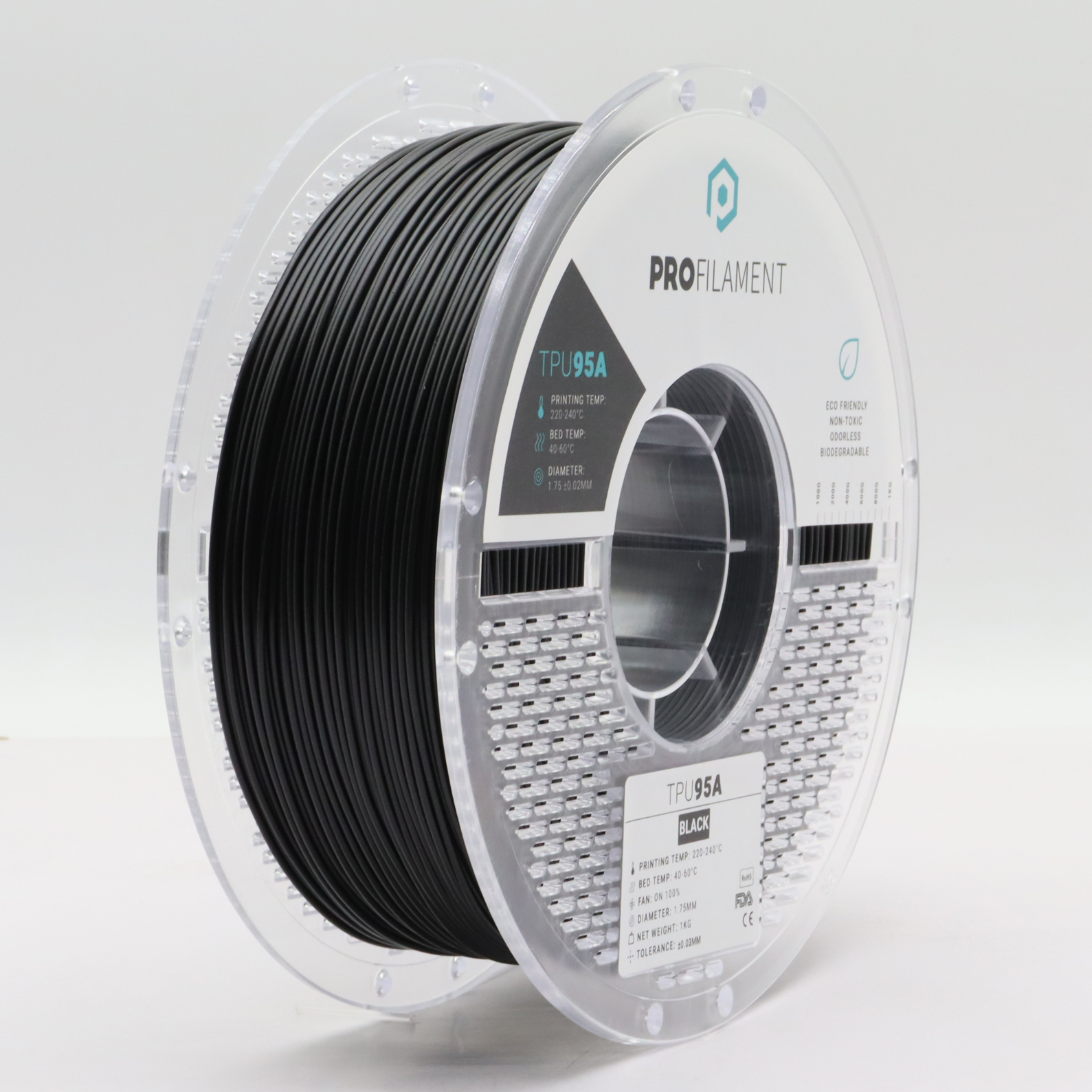 פילמנט TPU 95A – ProFilament בצבע שחור - 1 ק"ג 1.75 -  גמיש, עמיד, מקצועי - עכשיו במחיר היכרות
